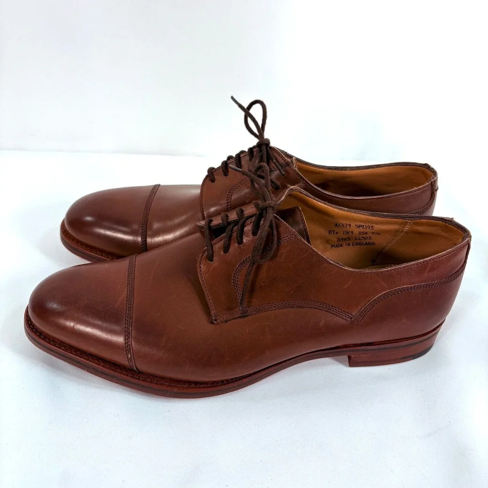 Alfred Sargent J.Crew Derby Shoes Brown Leather Cap Toe England A1379-SP9395 9.5